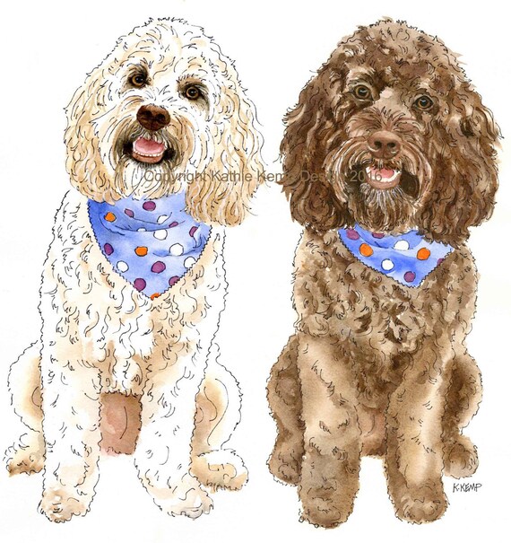 Goldendoodle Custom Dog Drawings Portraits Pen and Ink Etsy