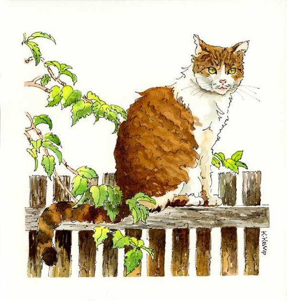 Pluma y tinta acuarela dibujo ilustración Tabby tigre raya - Etsy España Pluma y tinta acuarela dibujo ilustración Tabby tigre raya - Etsy España