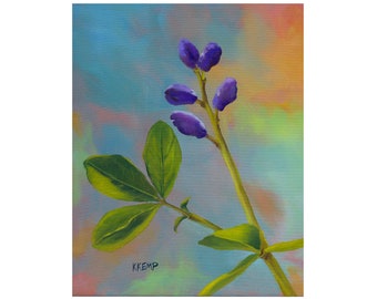 Wildflowers Purple Lupine Leaves Buds Oil Painting Expressionist Violet Blue Pink soft multi colors digital print