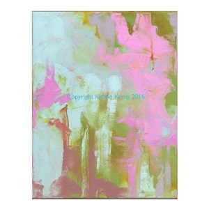 Abstract Giclee Print: Mint, Pink & Aqua Coastal Art