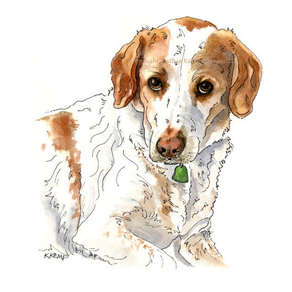 Beagle Pet Portrait Gift Idea for Pet Lovers Memorial Dog Drawing Pen and Ink Watercolor Wall Decor Art Poodle Golden Retriever Giclee Print