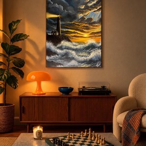 Vuurtorenlandschap met zonsondergang | Dramatisch oceaanlandschap | Waar het licht hoop geeft | Virale foto met meer dan 10 miljoen views.