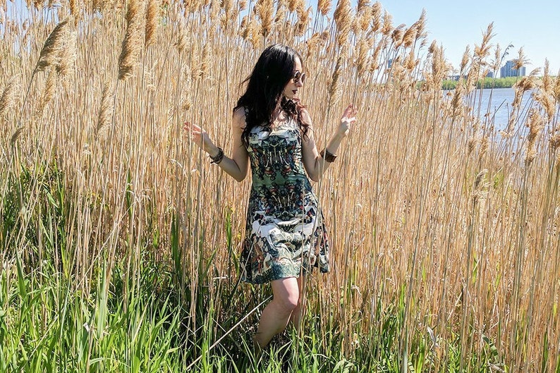 painting tapestry art history nature,green dress Unicorn dress flared dress middle ages