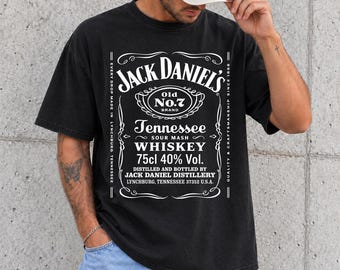 Comfort Colors Jack Daniels T-Shirt, Tennessee Whiskey Graphic Shirt, Retro Distillery Label T-Shirt, Classic Bar Style Gift for Him