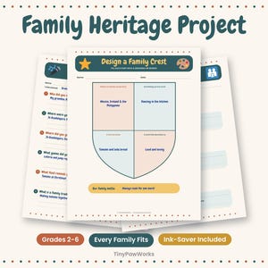 Family Heritage Project Printable, Where My Family Comes From, Family Interview Worksheet, Heritage Map, Social Studies Grades 2-6
