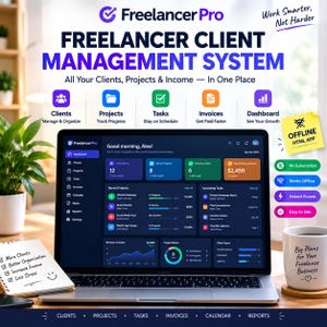 Freelancer Client Management System, Freelancer CRM, Client Tracker, Project Manager, Offline HTML App