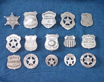 Old West Police engraved w//raised letters star Lawman Badge: SHERIFF