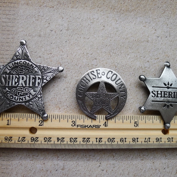 3 Badges Sheriff  Lincoln Sherif Cochise  County Sheriff(Made In The USA)