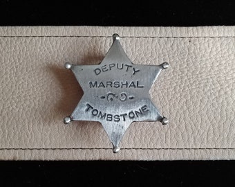 Deputy Marshall Tombstone 6 Point Star Badge with pin back(Made In The USA)