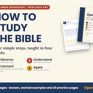 Beginner Bible Study Workbook, 4-Week Method, Printable PDF Guide