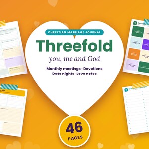 Può includere: Un diario di matrimonio cristiano intitolato Threefold you, me and God, che include incontri mensili, devozioni, appuntamenti serali e messaggi d'amore. Il set comprende 46 pagine con vari modelli e schede per appuntamenti.