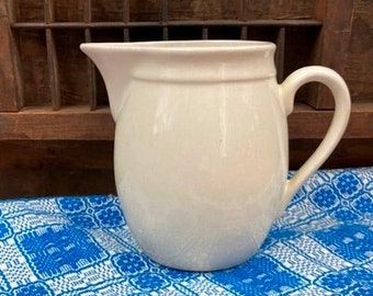Vintage White Stoneware Jug: Rustic Farmhouse Kitchen Decor