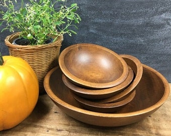 Wood Salad Bowl Set Woodcroftery Large Serving Bowl and 4 Individual Bowls