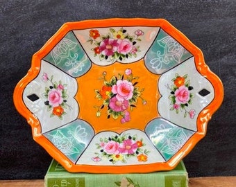 Vintage Lusterware Serving Dish, Floral Porcelain Bowl, Made in Japan