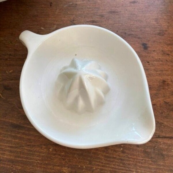 Vintage Juicer Or Lemon Reamer Ironstone Ceramic Creamy White American Made Farmhouse Country Kitchen