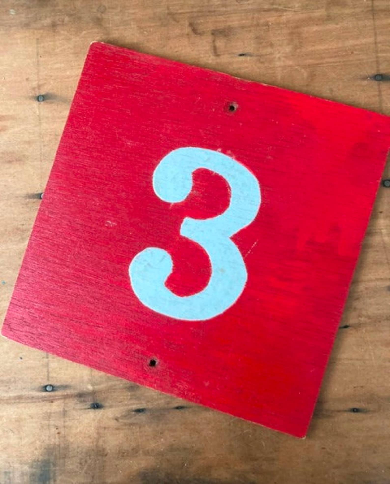 Rustic Red Painted Number Sign Vintage Farmhouse Stockpen - Etsy
