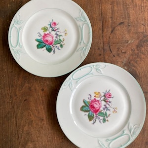 Antique Haviland Limoges Dinner Plates: Hand-Painted Roses, France (Set of 2)