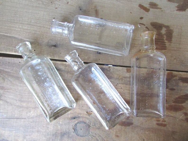 Glass Extract Bottles Vintage Foss's Liquid Fruit Etsy
