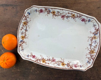 Vintage Transferware Platter Small Rectangular Serving Platter Ridgways Carlton 11 1/2" x 8 1/4" Rustic Farmhouse Country Kitchen Decor