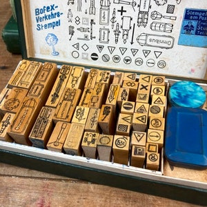 Vintage German Bowfex Rubber Stamp Set: Transportation Theme, Collectible