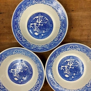 Vintage Blue Willow Serving Bowls: Set of 3 Transferware Farmhouse Decor