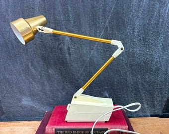 Mid-Century Modern Brass Desk Lamp: Articulating Arm Task Light