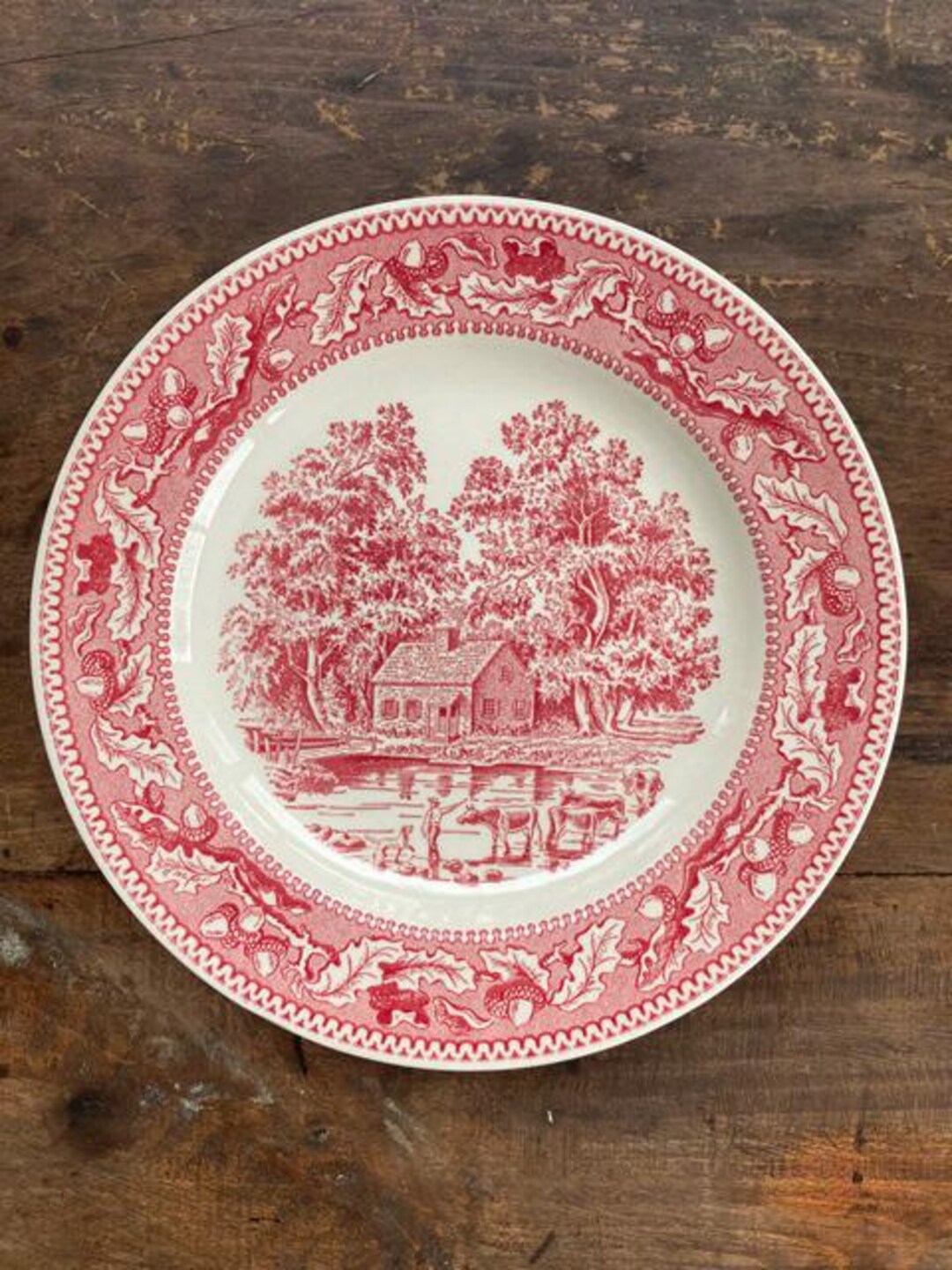 Vintage Pink Transferware Dinner Plate: Royal China Memory Lane Pattern ...