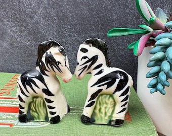 Vintage Anthropomorphic Zebra Salt & Pepper Shakers – Wedding Cake Topper