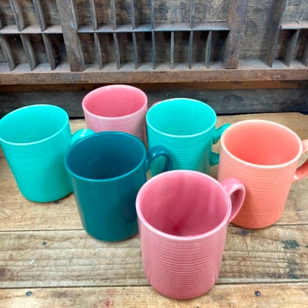 Colorful Ceramic Mug Vintage Pier 1 Different Colors Available Pink Dark Green Light Green Or Peach Price PER Mug Coffee Or Tea Cup