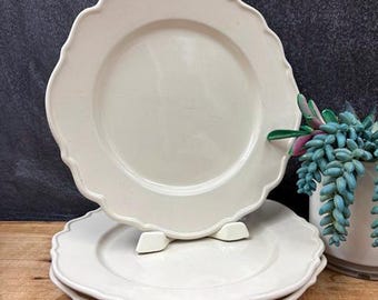 Vintage White Lunch Plates: Scalloped Diner Ware, Set of 3