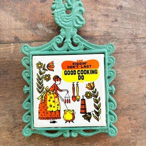 Vintage APCO Cast Iron Trivet: Rooster Kitchen Decor, Made in Japan