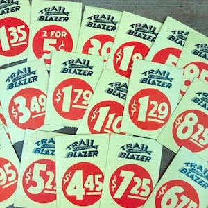 Vintage Trail Blazer Price Tags: Mercantile Store Display, 18 Cardstock Pieces