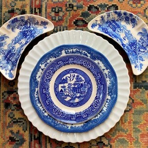 Blue Transferware Plate Collection: Mismatched Wall Decor