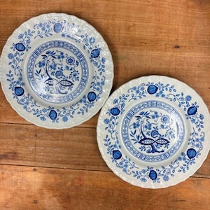 Vintage Enoch Wedgwood Blue Heritage Plates - Set of 2