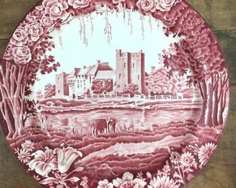 Vintage Red Transferware Plate Enoch Woods Castles Stokesay Wood & Sons Antique Ironstone ONE Plate