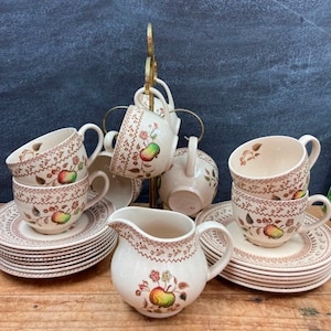 Johnson Brothers Old Granite Staffordshire: Brown Transferware Tea Cup, Saucer, Creamer, or Bread Plate