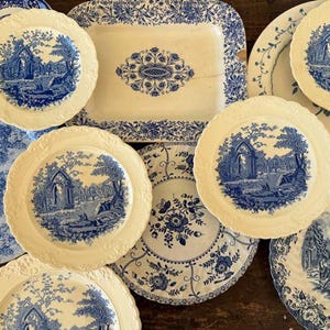 Transferware Platter Blue And White Rectangular Ironstone Antique Display Piece Unmarked NOTE CONDITION