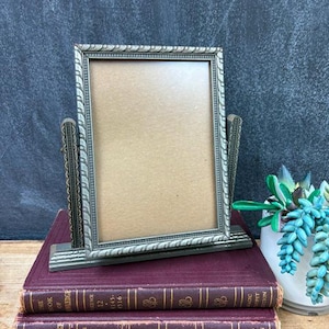 Vintage Art Deco Wood Tabletop Picture Frame: Swing Stand, 1920s Wedding Decor