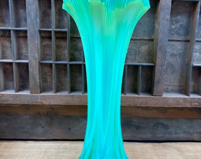 Antique Glass Vase Jefferson Glass Ice Green Opal Lined Heart Etsy
