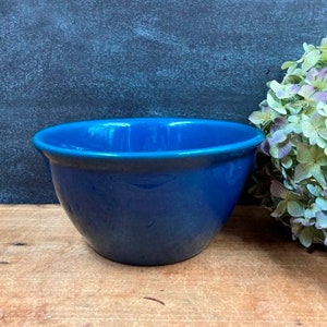 Blue Stoneware Batter Bowl Vintage Rustic Primitive Farmhouse Country Kitchen Decor