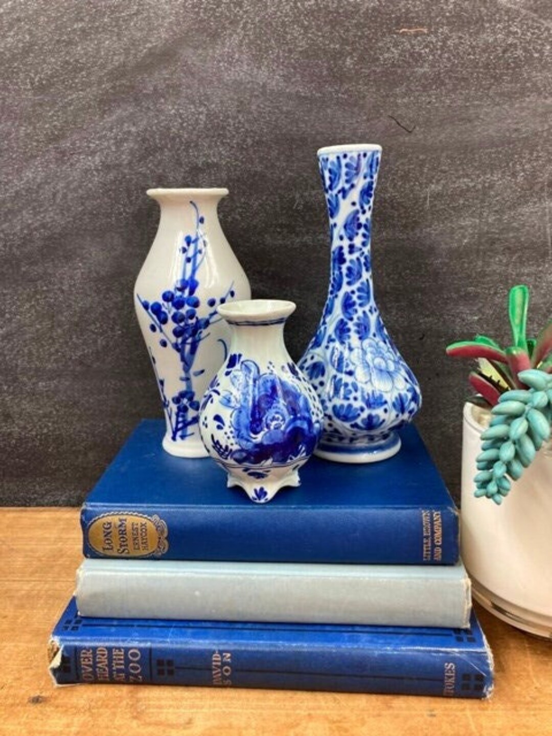 Mismatched Vase Collection Blue and White Vases Single Bud Vases Delft