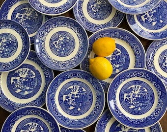 Vintage Royal China Blue Willow Bread Plates: Transferware Side Plates