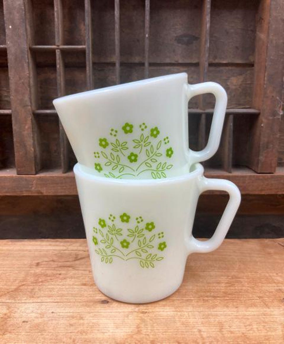 Pyrex Mugs Vintage Pyrex Mugs: Summer Impressions Honeydew Green Floral, Set of 2 ...
