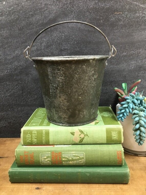 Vintage Tin Bucket Rustic Primitive Decor Planter Farmhouse Etsy