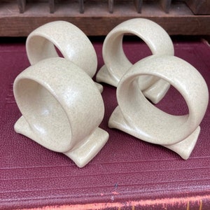 Vintage Mikasa Ceramic Napkin Rings: Whole Wheat Pattern, Set of 4