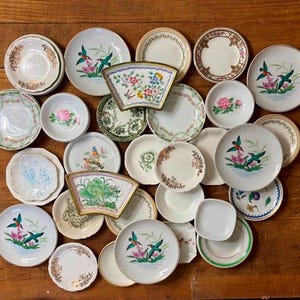 Vintage Mismatched Butter Pat(s) Ironstone Ceramic Antique Farmhouse Kitchen Ring Trinket Dish Collectible