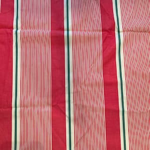Vintage Red Green Striped Cotton Fabric: MCM Craft Supply (3+ Yards)