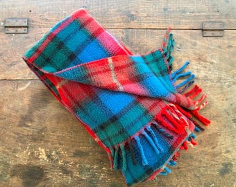 Vintage Plaid Wool Blend Blanket: Camp Cottage Winter Decor