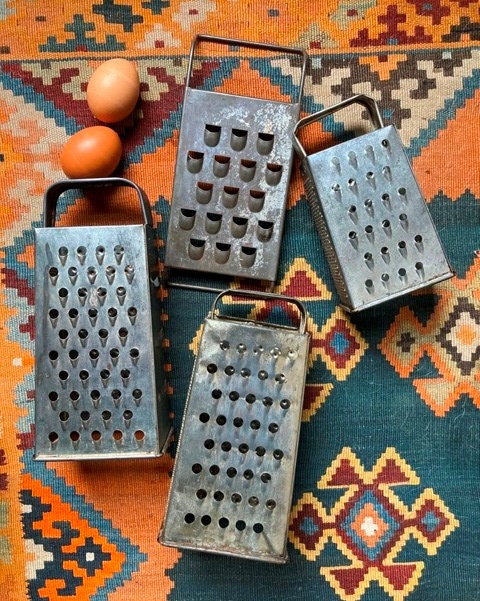 Antique Vintage Wooden Parmesan Cheese Grater Box w/Drawer Mid-Century