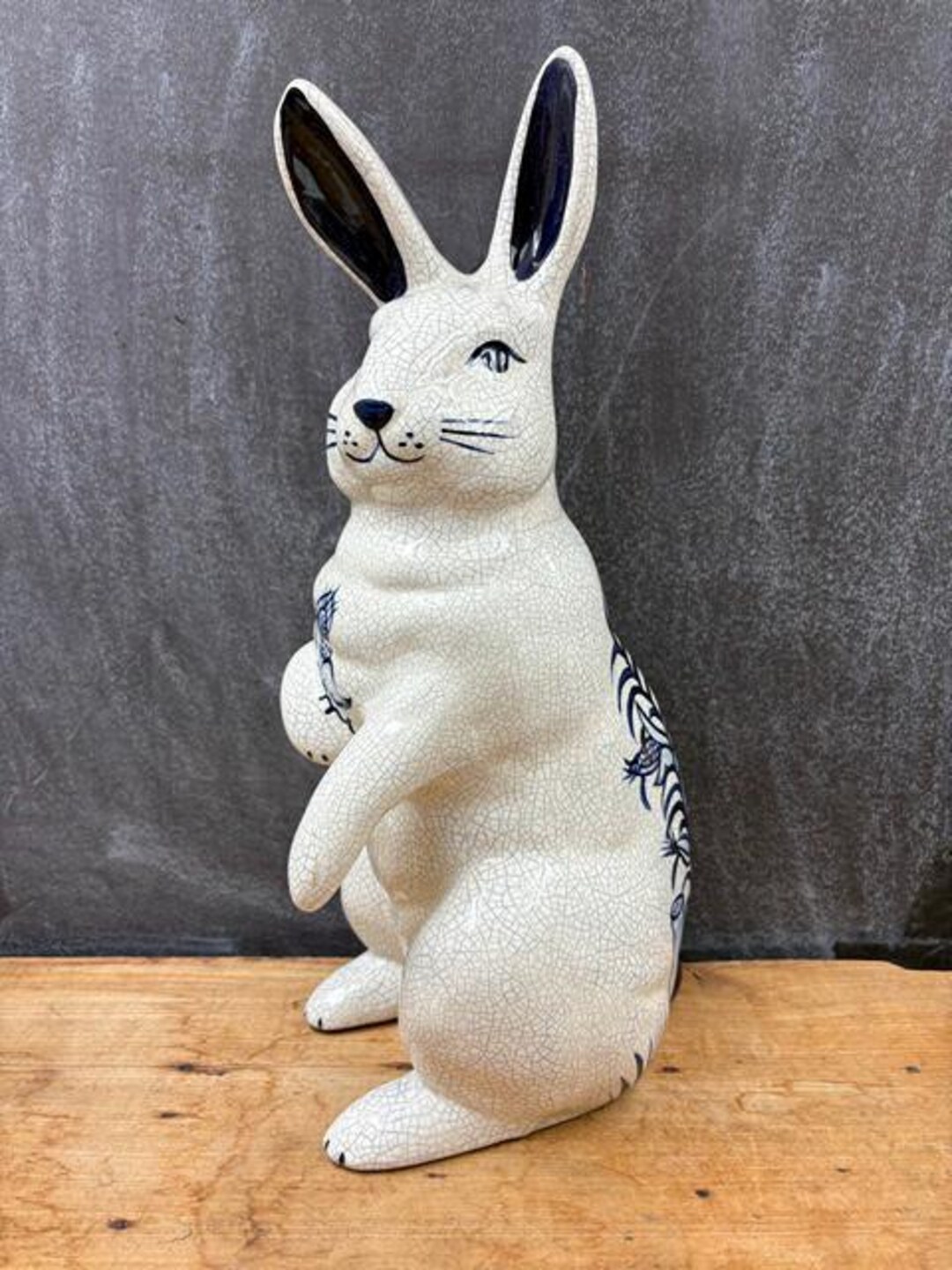 Vintage Dedham Rabbit Potting Shed Pottery Crackle Glaze Finish 17 ...